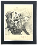 STAR WARS Artist Tom Jung Signed & B&W Luke Skywalker and Princess Leia Lithograph (JSA)