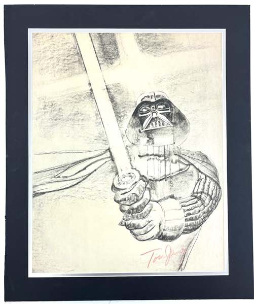 STAR WARS Artist Tom Jung Signed & B&W Darth Vadar w. Light Saber Lithograph (JSA)