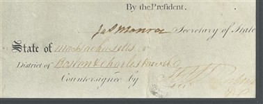 President James Madison & James Monroe Signed 1812 Ships Pass Document in Framed Display (Beckett/BAS LOA)