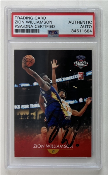 Zion Williamson Signed 2019-2020 New Orleans Draft Next #1 Rookie Card (PSA/DNA Encapsulated)