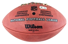 Bills HOF Legends Signed NFL Leather Showcase Model Football with Kelly, Thomas & Reed (Beckett/BAS Witnessed)
