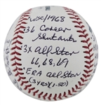 Denny McLain Career Stat' Mantle Story Signed OML Baseball (PSA/DNA) 