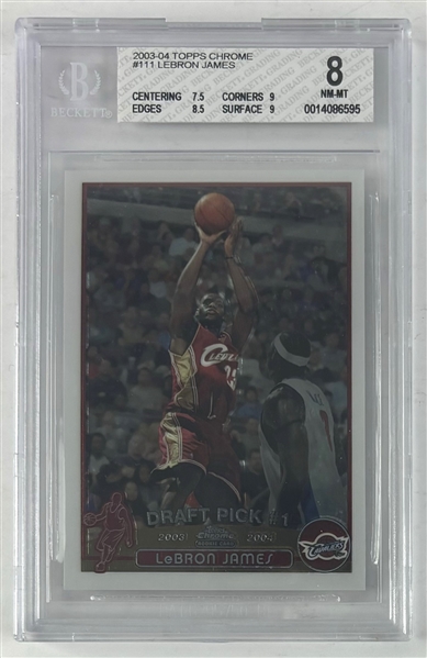 Lebron James Rookie 2003 Topps Chrome #111 w/ NM-MT 8 Grade! (Beckett/BAS Encapsulated) 