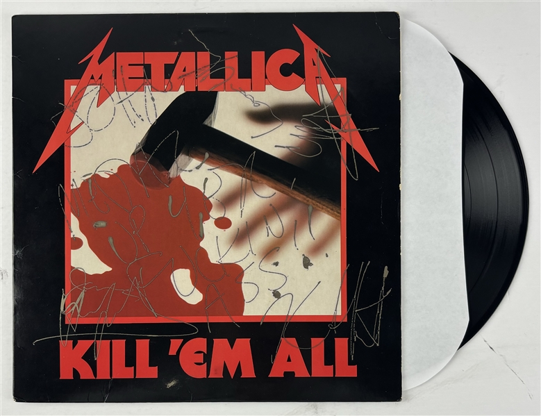 Metallica: Group Signed Rare First Album Pressing of "Kill Em All" w/ "John - Metal Up Yer F*ckin A**!" Inscription (Beckett/BAS LOA)