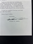 Apollo 8: Bill Anders Signed Letter on NASC Letterhead (Third Party Guaranteed)