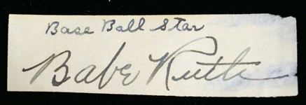 Babe Ruth Vintage Cut Autograph Segment (PSA/DNA LOA)