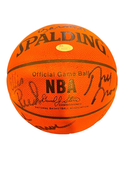 1973 New York Knicks (World Champs) Team Signed Commemorative NBA Leather Game Model Basketball (15 Sigs)(JSA LOA)