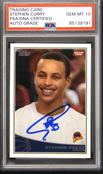 Stephen Curry Signed 2009-10 Topps #321 Rookie Card with PSA/DNA GEM MINT 10 Autograph!