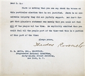 President Theodore Roosevelt Amazing Typed Letter with Abraham Lincoln Quote Reference (Beckett/BAS LOA)