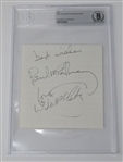 Wings: Paul McCartney & Linda McCartney Super Signed 5" x 6" Sheet (Beckett/BAS Encapsulated)(JSA LOA)