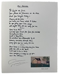 Graham Nash Signed Ltd. Ed. Our House Lyric Sheet (Nash LOA)(Beckett/BAS)