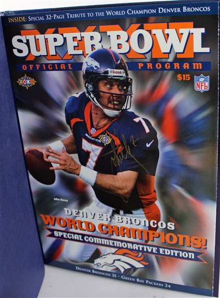 John Elway Signed Broncos "Super Bowl XXXII Program" Hardcover Book (Third Party Guaranteed) 