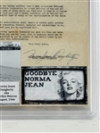 Marilyn Monroe ULTRA-RARE Signed Document w/ Mint 9 Norma Jeane Dougherty Autograph - Signed the Day of Her First Studio Contract! (PSA/DNA Encapsulated)