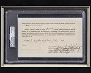 Marilyn Monroe Signed 1946 Earl Moran Modeling Release w/ Moran Signed Check - One of Her First Ever Modeling Shoots - Signed Norma Jeane Dougherty (PSA/DNA)