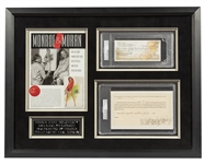 Marilyn Monroe Signed 1946 Earl Moran Modeling Release w/ Moran Signed Check - One of Her First Ever Modeling Shoots - Signed Norma Jeane Dougherty (PSA/DNA)