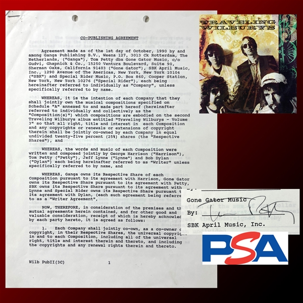 Tom Petty Signed Publishing Agreement for The Traveling Wilburys "Vol. 3" Album Release (PSA/DNA)