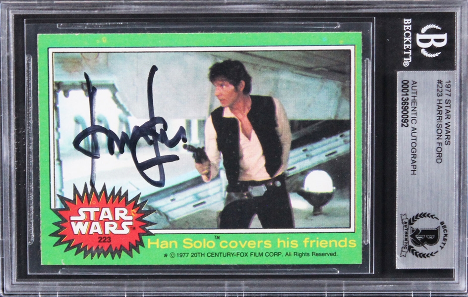 Harrison Ford Signed 1977 Star Wars Trading Card #223 (Beckett/BAS Encapsulated)