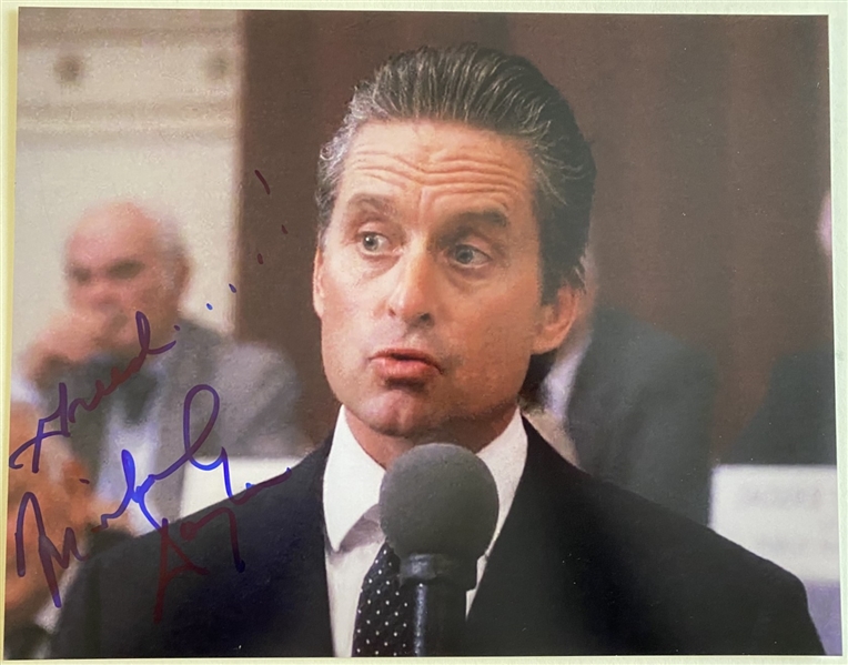 Wall Street: Michael Douglas Signed 11" x 14" Photo w/ Rare "Greed" Inscription (Ulrich Collection)