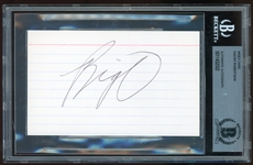 Oscar Robertson Signed 3 x 5 Card (Beckett/BAS Encapsulated)