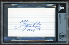 Jack Dempsey Signed & Inscribed 3 x 5 Index Card (Beckett/BAS Encapsulated)