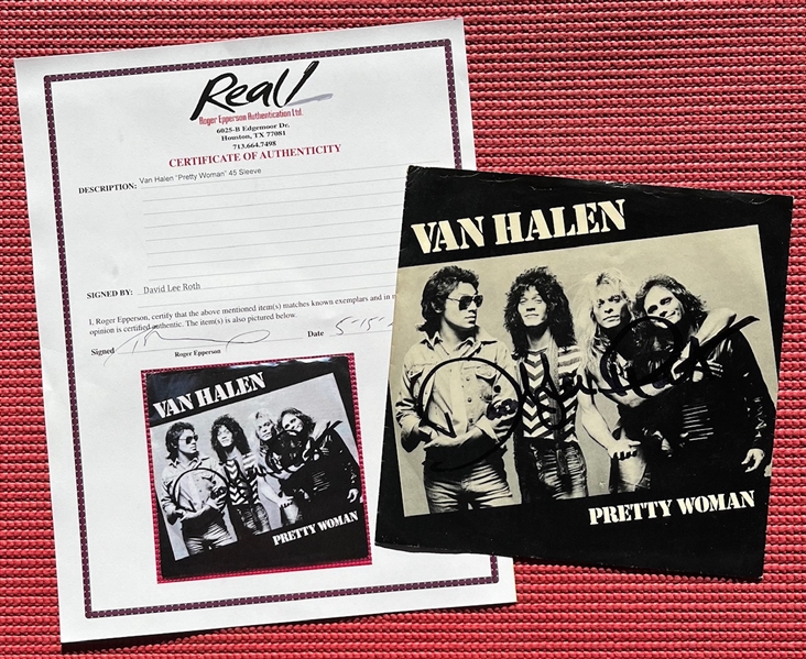 Van Halen: David Lee Roth Signed "Pretty Woman" 45 RPM Sleeve (Epperson/REAL LOA)