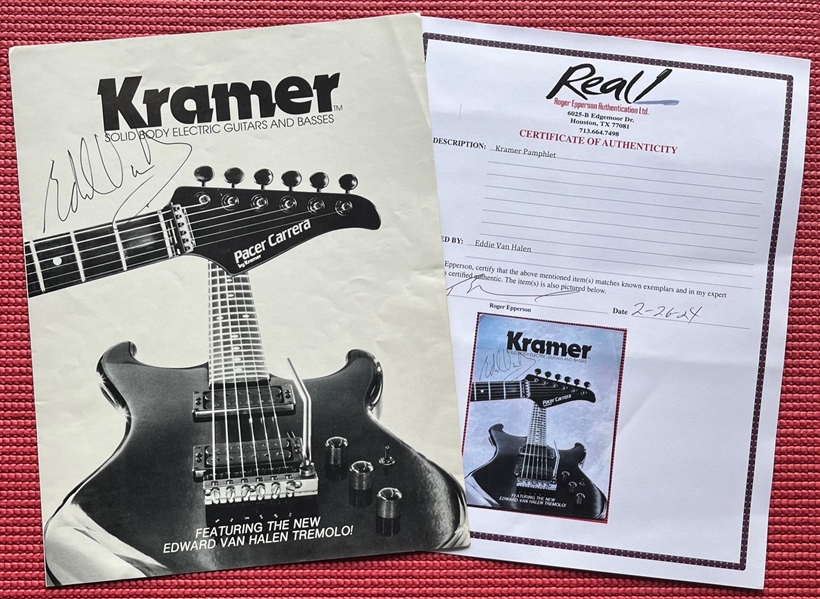 Eddie Van Halen Signed Kramer Pamphlet (Epperson/REAL LOA)