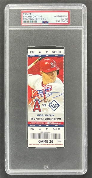 Shohei Ohtani Signed 2018 Ticket vs. Rays :: Career HR #6 (PSA/DNA Encapsulated)