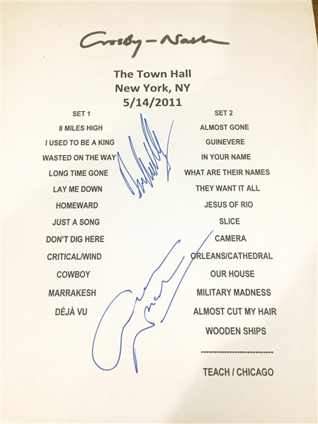 David Crosby & Graham Nash Signed Lyric Sheet (PSA/DNA LOA)
