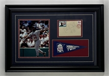 Kirby Puckett Signed Envelope in Framed Minnesota Twins Display (JSA)