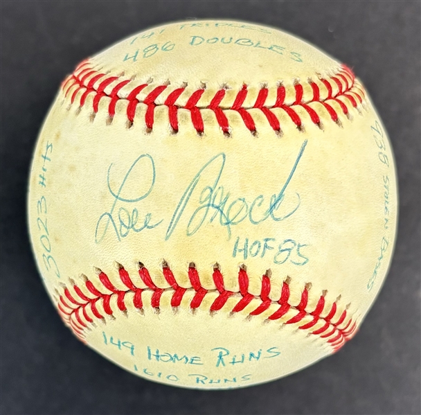 Lou Brock Signed & Heavily Stat Inscribed Ltd. Ed. ONL Baseball (Brock Holo)