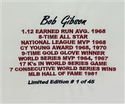 Bob Gibson Signed Ltd. Ed. Cardinals Stat Jersey in Framed Display (Beckett/BAS LOA)