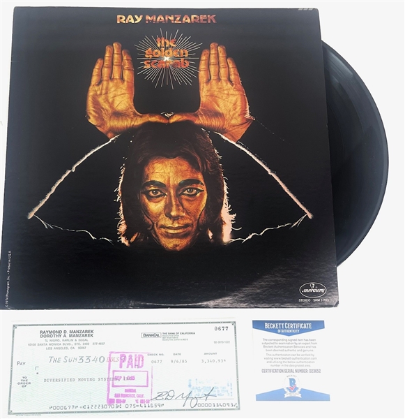 Lot of 2: Ray Manzarek Signed Bank Check and Album (Beckett/BAS)