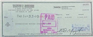 Lot of 2: Ray Manzarek Signed Bank Check and Album (Beckett/BAS)