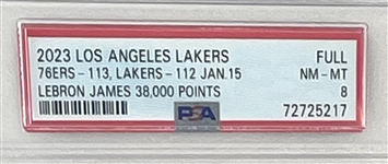 LeBron James 38,000 Points Los Angeles Lakers vs. Philadelphia 76ers - Jan. 15, 2023 -  Full Ticket - PSA NM-MT 8