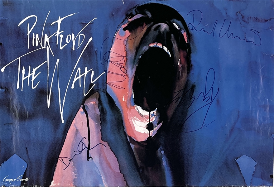 Pink Floyd RARE Group Signed "The Wall" Scarfe Art Poster with All 4 Original Members! (Ex. Mike Wehrmann)(JSA LOA & Floyd Authentic Guaranteed)