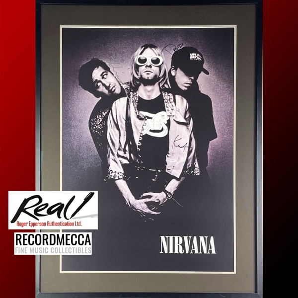 Nirvana: Impossibly RARE Group Signed 1993 “In Utero” Large Format Promo Poster with Extraordinary Provenance Tied Directly to Offices of David Geffen (Jeff Gold Recordmecca & Epperson/REAL LOAs)