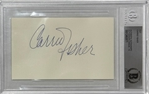 Star Wars: Carrie Fisher Signed 3 x 5 Page w/ Gem Mint 10 Auto! (Beckett/BAS Encapsulated)
