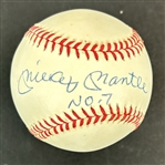 Mickey Mantle Signed OAL Baseball with No. 7 Inscription (JSA Sticker)