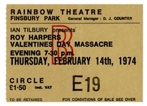 Led Zeppelin, Roy Harper, Keith Moon & Ronnie Lane Signed 1974 Valentine Program & Ticket Stub (Provenance)(Third Party Guaranteed)