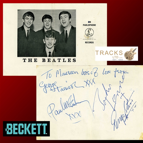 The Beatles: Group Signed 1963 Parlophone Records Promotional Card Exeter (Beckett/BAS & Tracks UK LOAs)