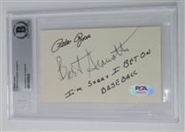 Pete Rose & Bart Giamatti Signed 3 x 5 Index Card (Beckett/BAS Encapsulated)(PSA/DNA COA & JSA LOA)