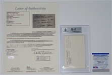 Pete Rose & Bart Giamatti Signed 3 x 5 Index Card (Beckett/BAS Encapsulated)(PSA/DNA COA & JSA LOA)