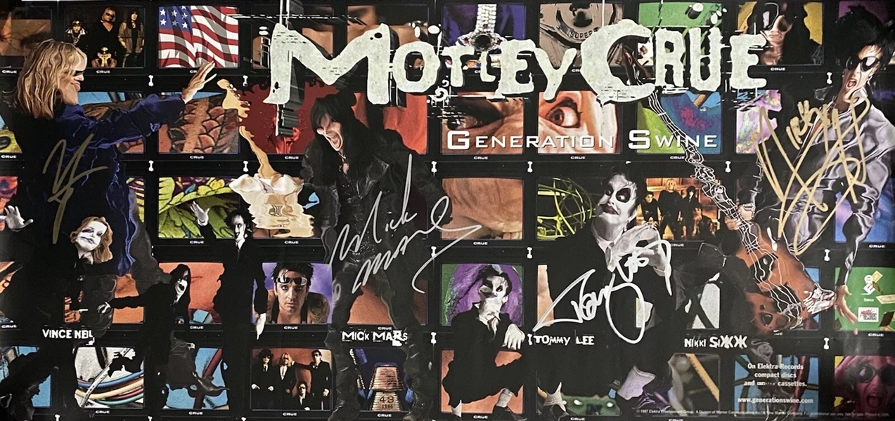 Motley Crue Group Signed 11" x 17" Generation Swine Tour Poster (4 Sigs)(Beckett/BAS LOA)