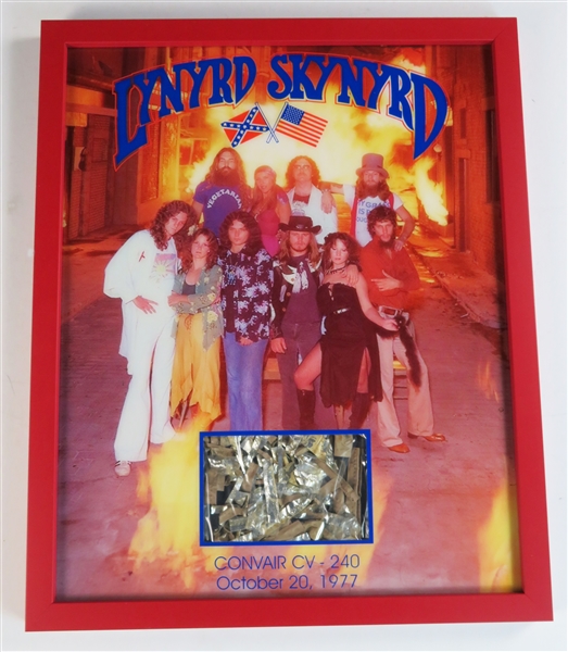 Lynyrd Skynyrd 1977 Plane Crash Artifact Display w/ Pyle & Easley Signed Certificate (JSA)