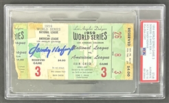 Sandy Koufax Signed 1959 World Series Game 3 Ticket Stub w/ Gem Mint 10 Auto! (PSA/DNA)
