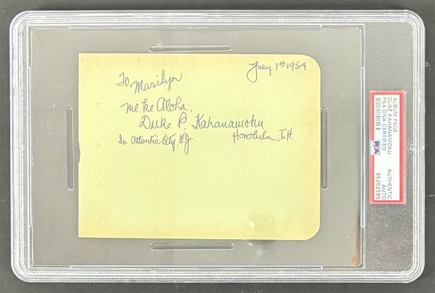 Duke Kahanamoku Signed 4.5" x 5.75" Vintage Album Page (PSA/DNA Encapsulated)