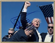 President Donald Trump Signed Iconic Fist Pump Assassination Attempt Photograph - Only One Known to Exist! (Beckett/BAS LOA) 