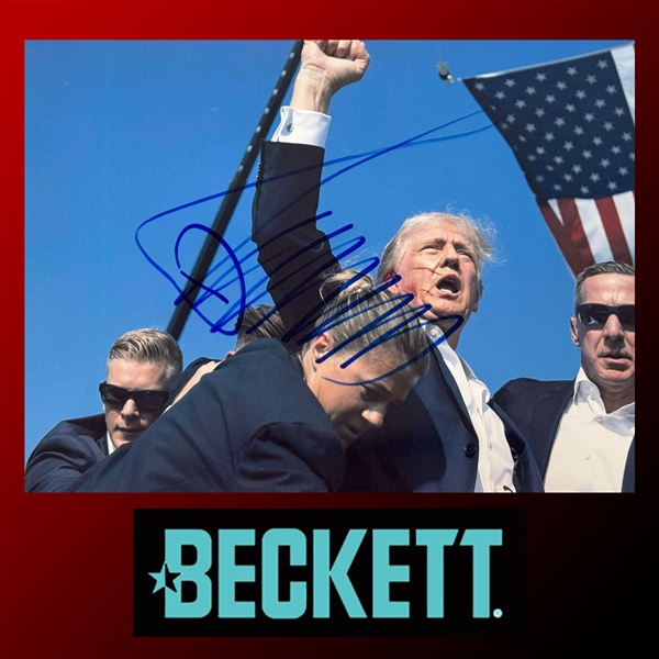 President Donald Trump Signed Iconic "Fist Pump" Assassination Attempt Photograph - Only One Known to Exist! (Beckett/BAS LOA) 
