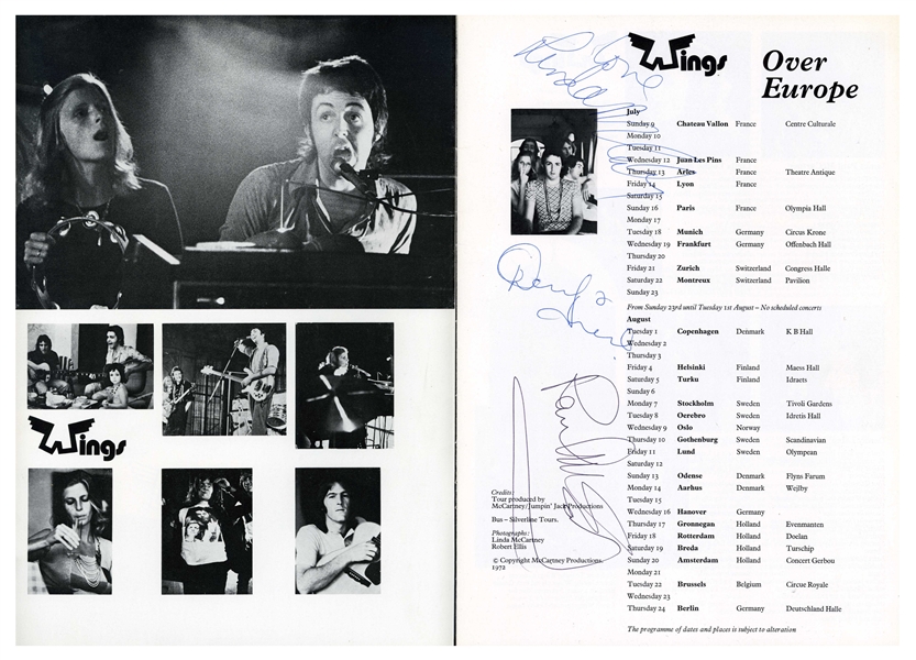 Paul McCartney & Wings Signed 1972 European Tour Program (Tracks LTD)(Beckett/BAS LOA)(Provenance)