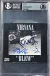 Nirvana ULTRA RARE Signed Blew UK EP CD Cover with Early Lineup with Chad Channing (Beckett/BAS GEM MINT 10 Autographs!)